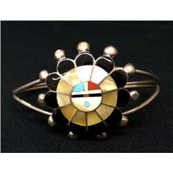 Zuni Inlay Sunface Cuff Bracelet