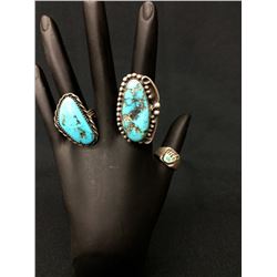 3 Vintage Sterling and Turquoise Rings