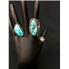 Image 1 : 3 Vintage Sterling and Turquoise Rings