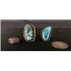 Image 5 : 3 Vintage Sterling and Turquoise Rings