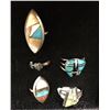 Image 3 : Group of 5 Navajo Inlay Rings