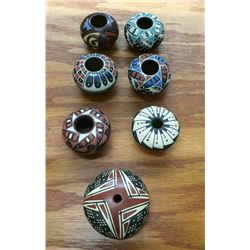 Group of 7 Mata Ortiz Handmade Miniature Potteries