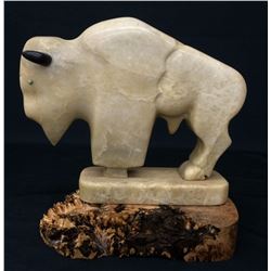 Hand-carved Alabaster Buffalo Statue
