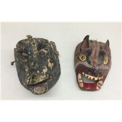 Pair of Vintage Mexican Folk Art Masks