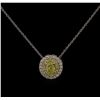 Image 1 : 1.02ctw Yellow Diamond Pendant With Chain - 14KT Two-Tone Gold