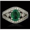Image 1 : 14KT White Gold 1.54ct Emerald and Diamond Ring