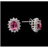 Image 2 : 2.38ctw Tourmaline and Diamond Earrings - 14KT White Gold