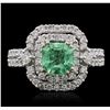 Image 1 : 14KT White Gold 1.24ct Emerald and Diamond Ring