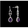 Image 2 : 2.29ctw Amethyst and Diamond Earrings - 14KT White Gold