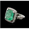 Image 2 : 18KT White Gold 9.14ct Emerald and Diamond Ring