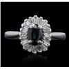 Image 1 : 14KT White Gold 0.43ct Sapphire and Diamond Ring