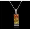 Image 2 : 14KT White Gold 1.77ct Yellow Sapphire and Pendant With Chain