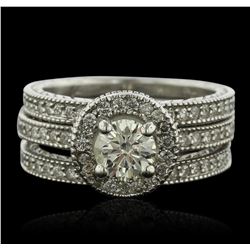 14KT White Gold 1.87ctw Diamond Ring Wedding Set