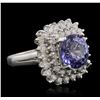 Image 2 : 14KT White Gold 3.11ct Tanzanite and Diamond Ring