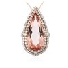 Image 2 : 14KT Rose Gold GIA Certified 51.17ct Morganite and Diamond Pendant With Chain