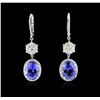 Image 1 : 18KT White Gold 8.84ctw Tanzanite and Diamond Earrings