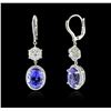 Image 2 : 18KT White Gold 8.84ctw Tanzanite and Diamond Earrings