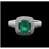 Image 1 : 14KT White Gold 1.08ct Emerald and Diamond Ring