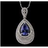 Image 1 : 14KT White Gold 3.11ct Tanzanite and Diamond Pendant with Chain