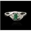 Image 1 : 14KT White Gold 0.25ct Emerald and Diamond Ring