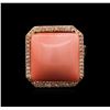 Image 1 : 15.11ct Pink Coral and Diamond Ring - 14KT Rose Gold