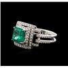 Image 2 : 18KT White Gold 1.71ct Emerald and Diamond Ring