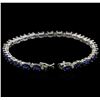 Image 3 : 14KT White Gold 12.00ctw Sapphire and Diamond Bracelet