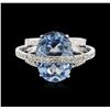 Image 1 : 14KT White Gold 9.75ct Blue Topaz and Diamond Ring