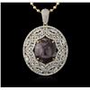 Image 2 : SILVER 49.83ct Star Ruby and White Sapphire Pendant With Chain