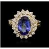 Image 1 : 14KT Yellow Gold 2.49ct Tanzanite and Diamond Ring