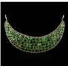 Image 2 : 14KT Yellow Gold GIA Certified 82.00ctw Tsavorite Garnet and Diamond Necklace