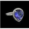 Image 2 : 4.88ct Tanzanite and Diamond Ring - 14KT White Gold