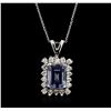 Image 1 : 14KT White Gold 1.89ct Tanzanite and Diamond Pendant With Chain