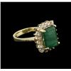 Image 2 : 3.37ct Emerald and Diamond Ring - 14KT Yellow Gold