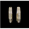 Image 1 : 0.70ctw Diamond Hoop Earrings - 14KT Yellow Gold