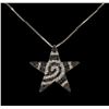 Image 1 : 0.64ctw Black Diamond Star Pendant With Chain - 18KT White Gold