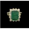 Image 1 : 4.45ct Emerald and Diamond Ring - 14KT Yellow Gold