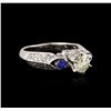 Image 2 : 18KT White Gold 1.30ctw Sapphire and Diamond Ring