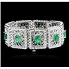 Image 2 : 14KT White Gold 12.42ctw Emerald and Diamond Bracelet