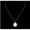 Image 1 : 14KT Yellow Gold 7.82ct Opal and Diamond Pendant With Chain