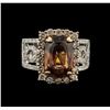 Image 1 : 7.22ct Orange Zircon and Brown Diamond Ring - 14KT Two-Tone Gold
