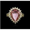 Image 1 : 14KT Yellow Gold 3.16ct Topaz and Diamond Ring
