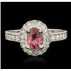 Image 1 : 14KT White Gold 1.53ct Pink Sapphire and Diamond Ring
