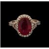 Image 1 : 4.41ct Ruby and Diamond Ring - 14KT Rose Gold