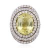 Image 1 : 18KT Two-Tone Gold GIA Certified 12.47ct Yellow Sapphire and Diamond Ring