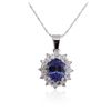 Image 2 : 14KT White Gold 2.70ct Tanzanite and Diamond Pendant With Chain