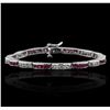 Image 1 : 14KT White Gold 0.90ctw Ruby and Diamond Bracelet
