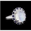 Image 2 : 14KT White Gold 6.34ct Blue Moonstone and Blue Sapphire Ring