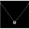 Image 1 : 1.20ctw Blue and White Sapphire Pendant With Chain - 14KT White Gold
