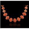 Image 1 : 14KT White Gold 75.33ctw Coral and Diamond Necklace
